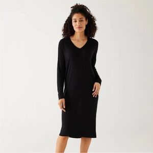 MerSea Saltwash Bamboo Cashmere Black Long Sleeve Midi Sweater Dress